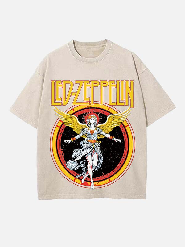 Led Zeppelin Print Round Neck T-shirt