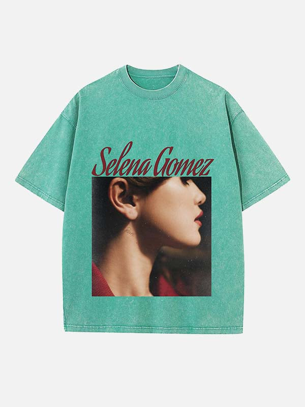 Selena Gomez Print Round Neck T-shirt