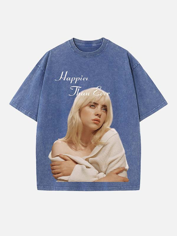 Billie Eilish Print Round Neck T-shirt