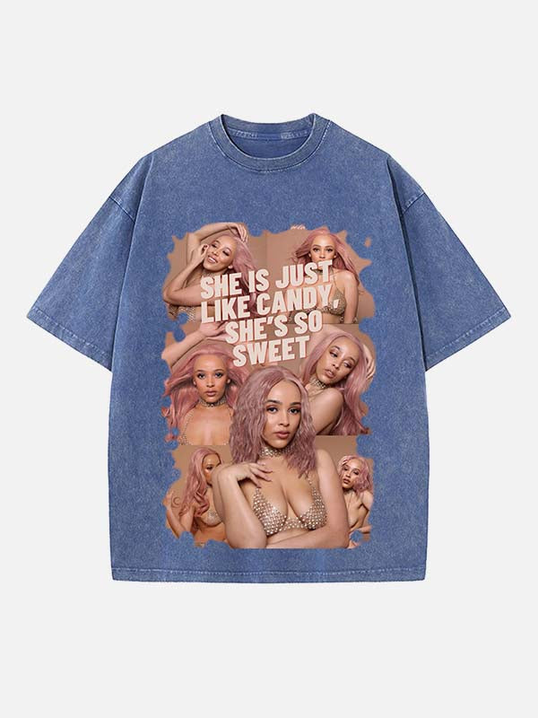 Doja Cat Print Round Neck T-shirt