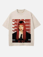 BLACKPINK Jennie Print Round Neck T-shirt