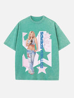 Britney Spears Print Round Neck T-shirt