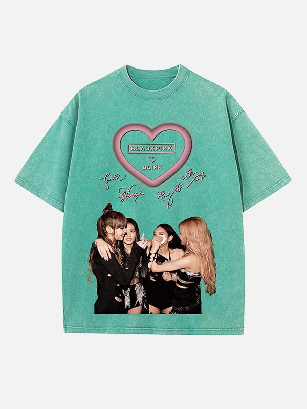 BLACKPINK Print Round Neck T-shirt