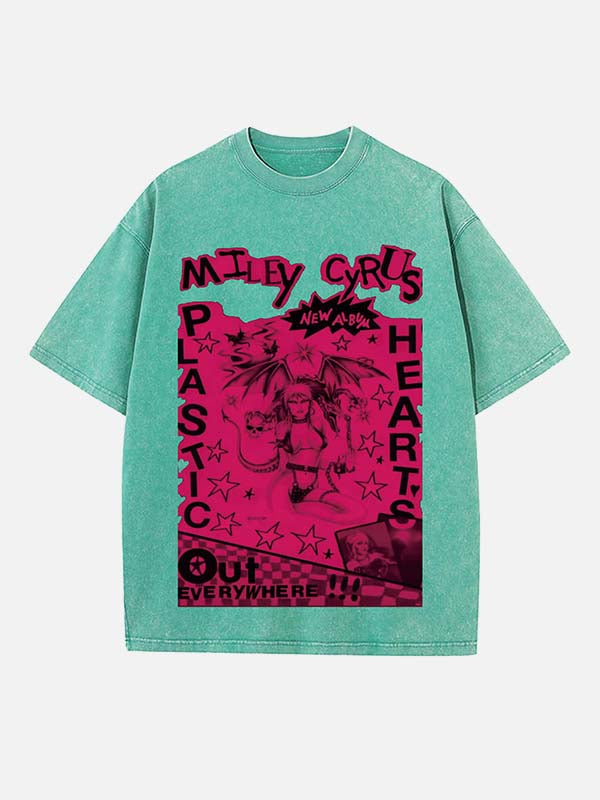 Miley Cyrus Print Round Neck T-shirt
