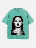 Rihanna Print Round Neck T-shirt