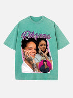 Rihanna Print Round Neck T-shirt