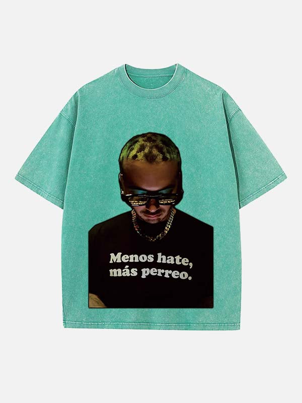 J Balvin Print Round Neck T-shirt