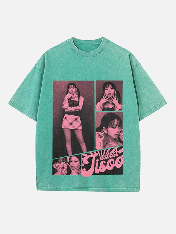 BLACKPINK Jisoo Print Round Neck T-shirt