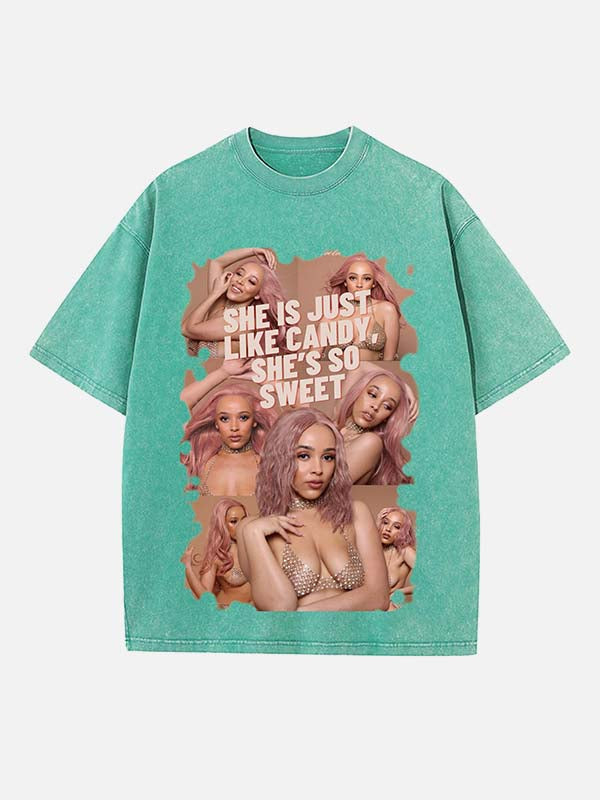 Doja Cat Print Round Neck T-shirt