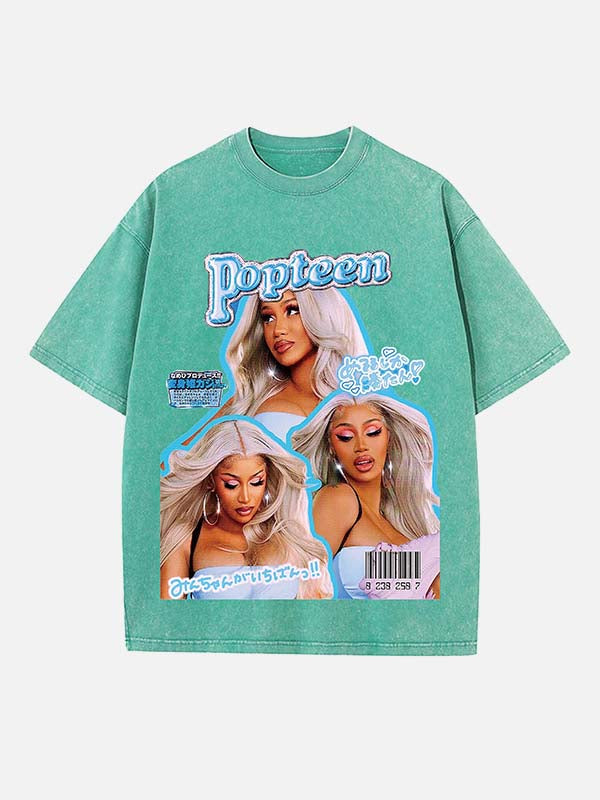 Cardi B Print Round Neck T-shirt