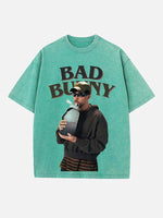 Bad Bunny Print Round Neck T-shirt