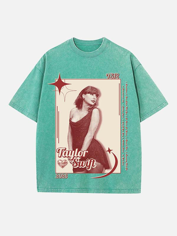 Taylor Swift Print Round Neck T-shirt