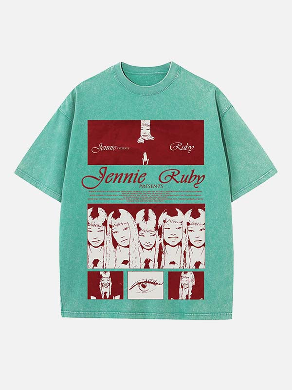 BLACKPINK Jennie Print Round Neck T-shirt