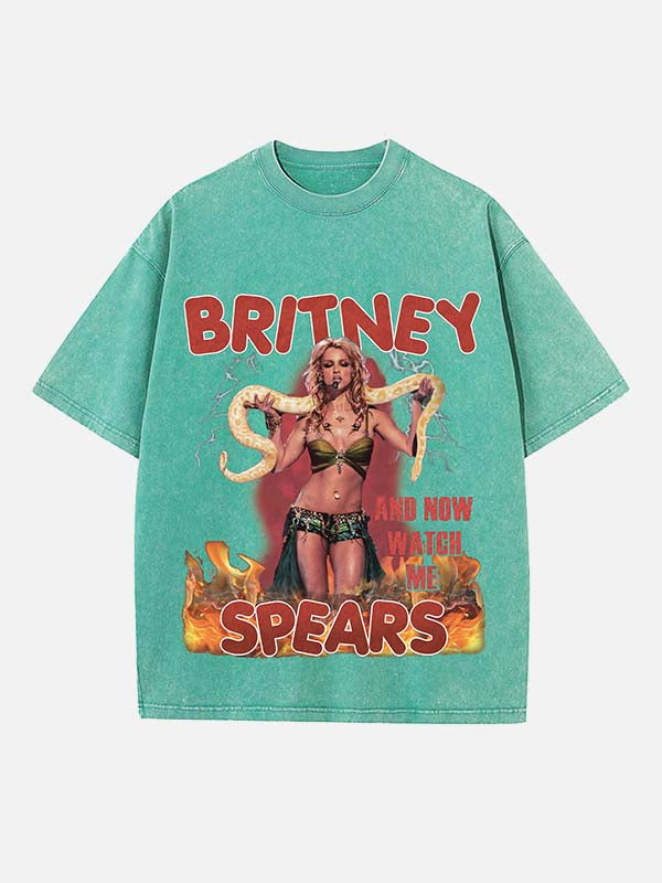 Britney Spears Print Round Neck T-shirt