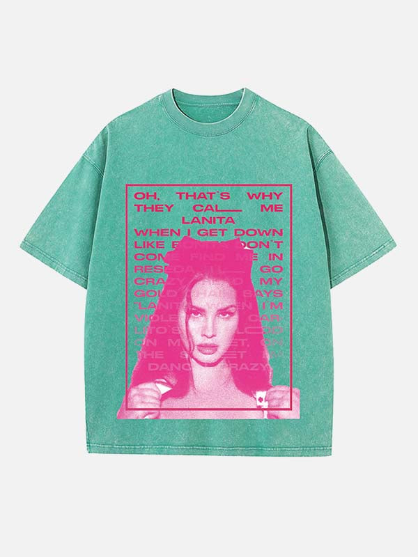 Lana Del Rey Print Round Neck T-shirt