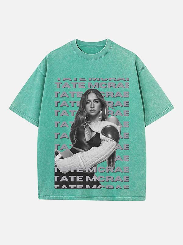 Tate McRae Print Round Neck T-shirt