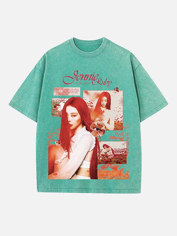 BLACKPINK Jennie Print Round Neck T-shirt