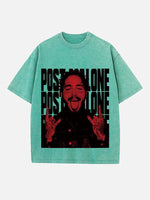 Post Malone Print Round Neck T-shirt