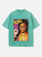 Rihanna Print Round Neck T-shirt
