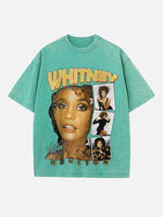 Whitney Houston Print Round Neck T-shirt