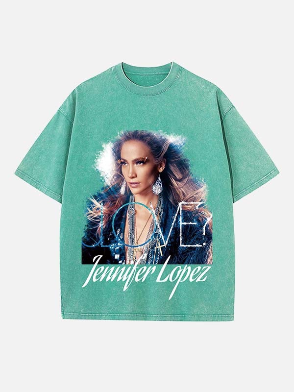 Jennifer Lopez Print Round Neck T-shirt