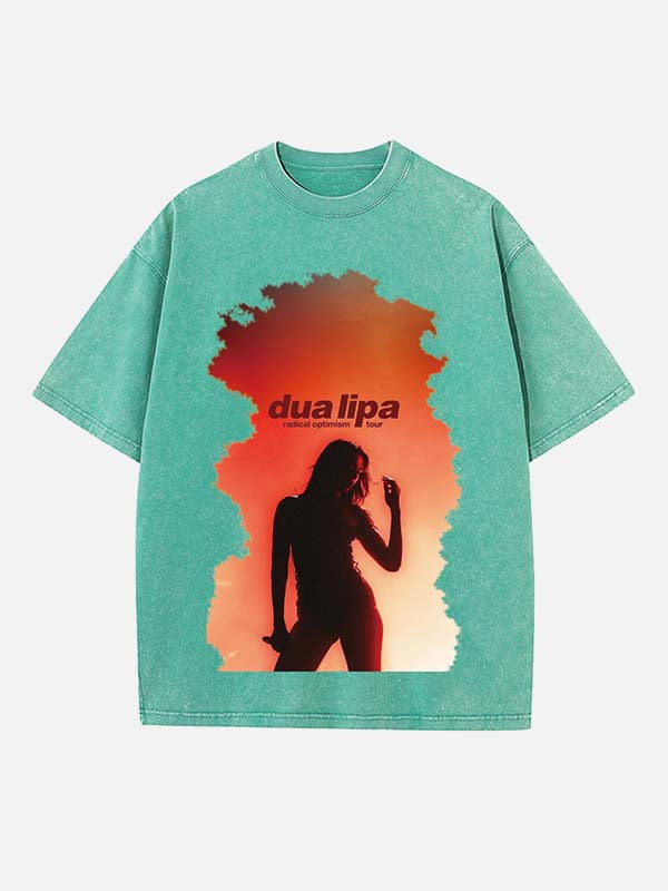 Dua Lipa Print Round Neck T-shirt