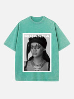 Rihanna Print Round Neck T-shirt