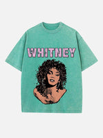Whitney Houston Print Round Neck T-shirt