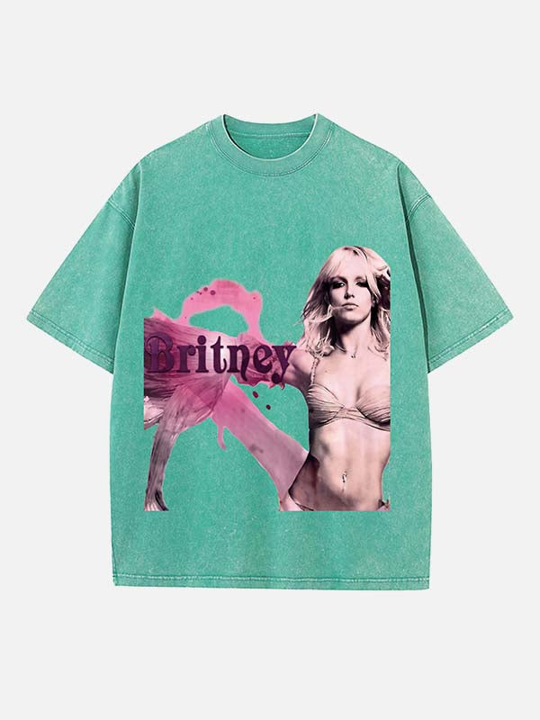 Britney Spears Print Round Neck T-shirt