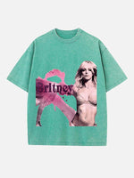 Britney Spears Print Round Neck T-shirt