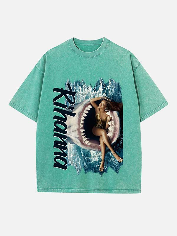 Rihanna Print Round Neck T-shirt
