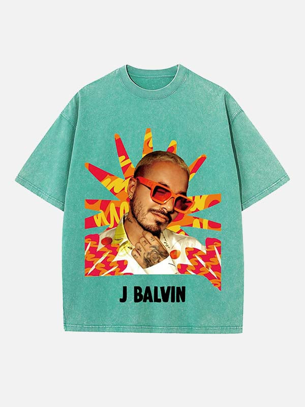 J Balvin Print Round Neck T-shirt