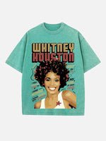 Whitney Houston Print Round Neck T-shirt
