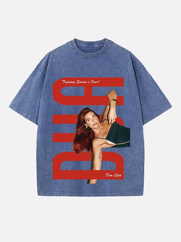 Dua Lipa Print Round Neck T-shirt