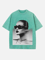 Rihanna Print Round Neck T-shirt
