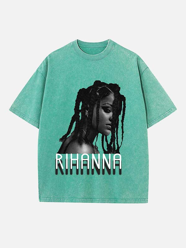 Rihanna Print Round Neck T-shirt