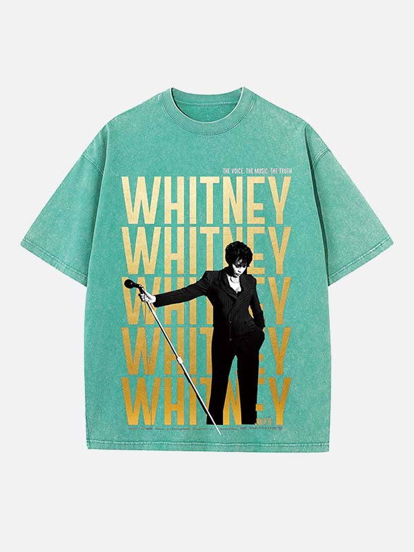 Whitney Houston Print Round Neck T-shirt