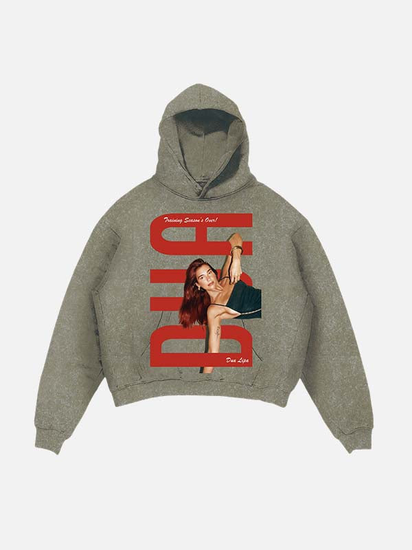 Dua Lipa Print Slant Pockets Hoodie