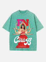 Cardi B Print Round Neck T-shirt