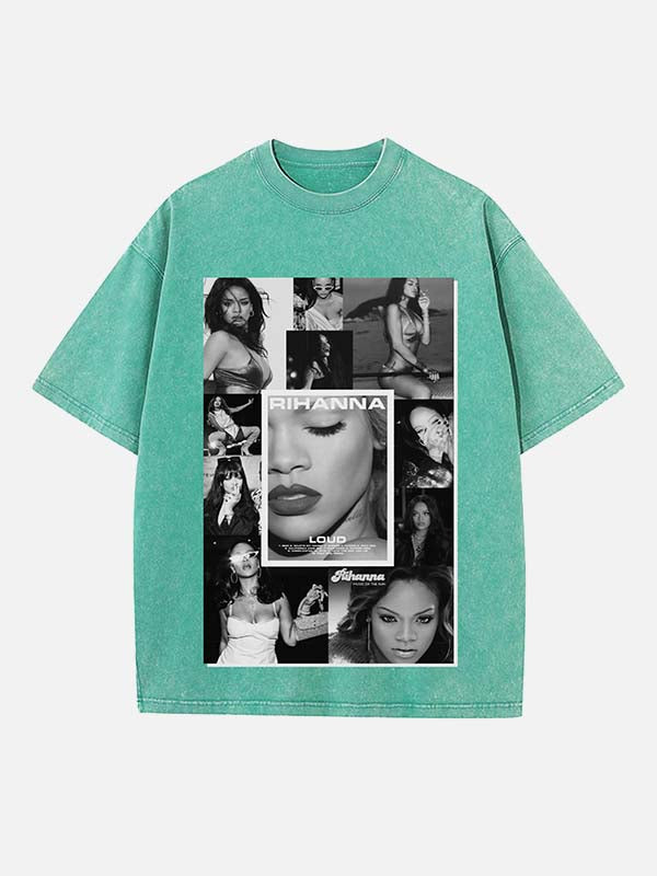 Rihanna Print Round Neck T-shirt