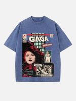 Lady Gaga Print Round Neck T-shirt