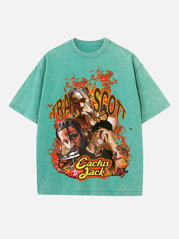 Travis Scott Print Round Neck T-shirt
