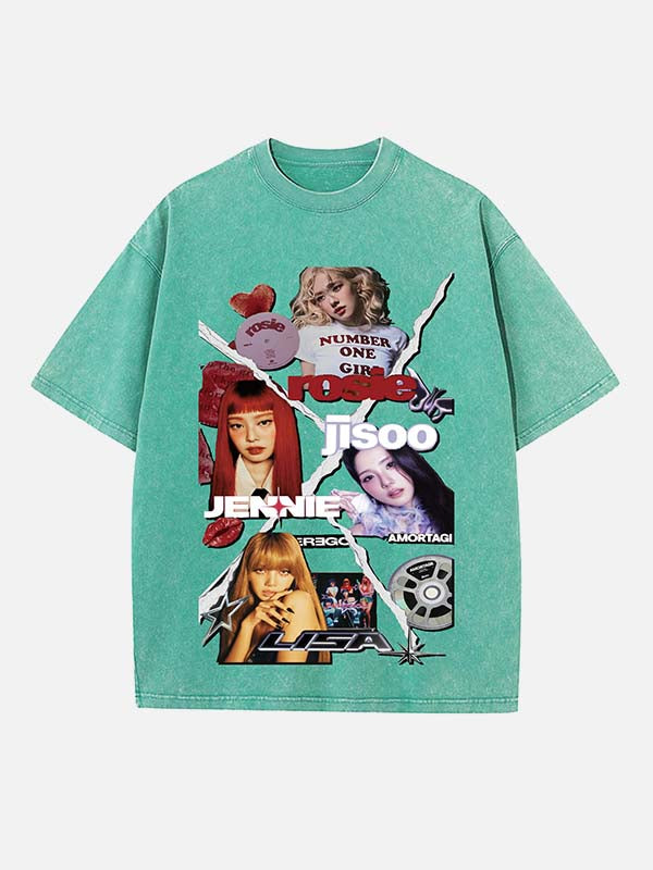 BLACKPINK Print Round Neck T-shirt