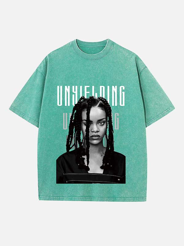 Rihanna Print Round Neck T-shirt