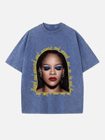 Rihanna Print Round Neck T-shirt