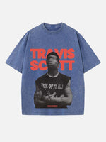 Travis Scott Print Round Neck T-shirt