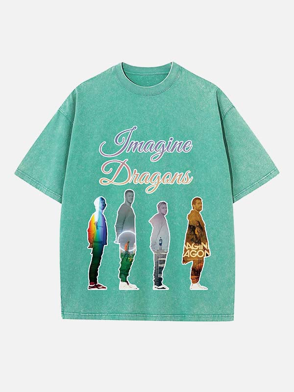 Imagine Dragons Print Round Neck T-shirt