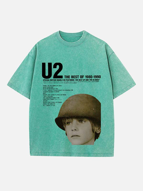 U2 Print Round Neck T-shirt