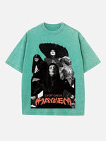 Lady Gaga Print Round Neck T-shirt