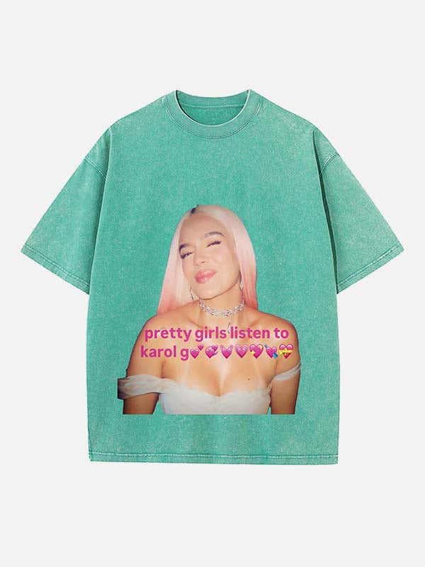 Karol G Print Round Neck T-shirt